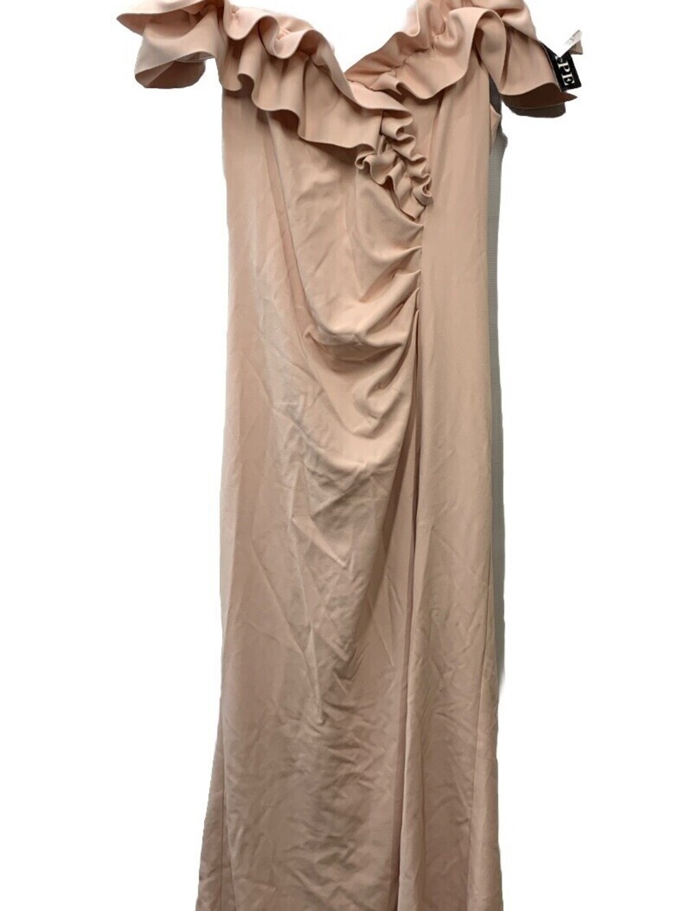 Xscape Women's Long Stretch Scuba Crepe Ruffle Collar Ruched Dress 4914X Size 14